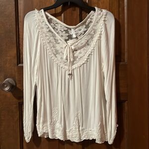 Ladies Long Sleeve White Top L